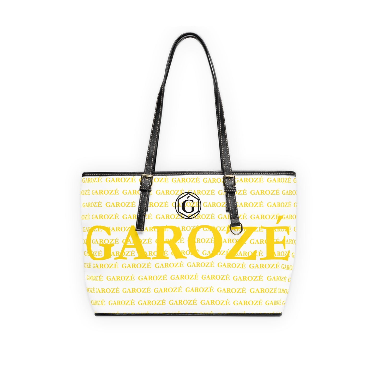 GAROZÉ Monogram Tote — Black Ǵ on Gold Pattern