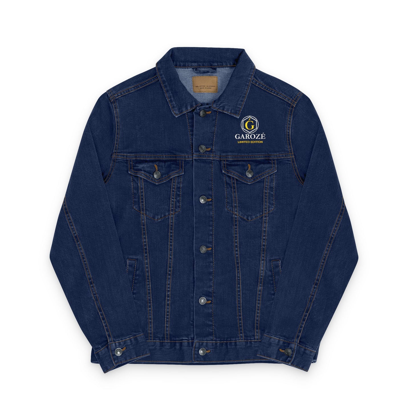 GAROZÉ Embroidered Denim Jacket — Limited Edition | White & Gold Detail