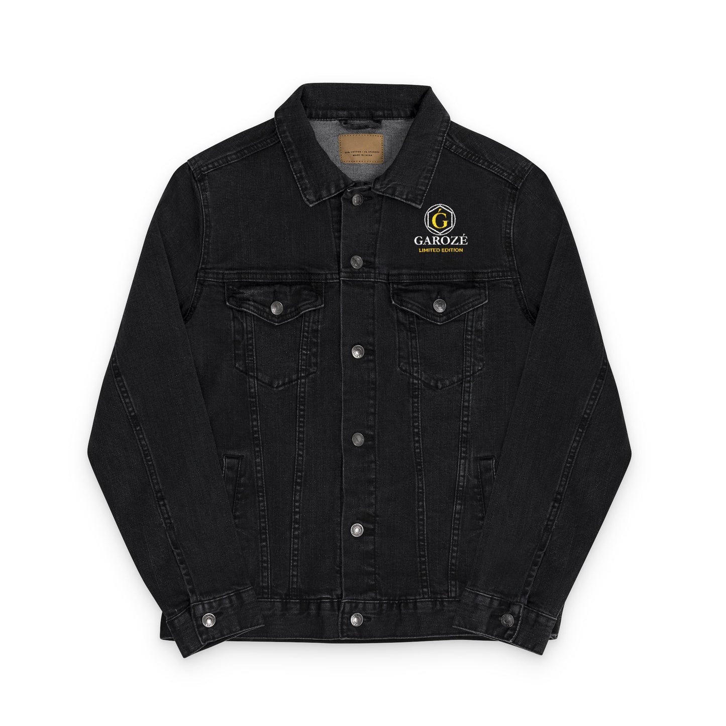 GAROZÉ Embroidered Denim Jacket — Limited Edition | White & Gold Detail